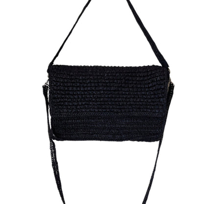 Crossbody bag in raffia Abby Natural Black