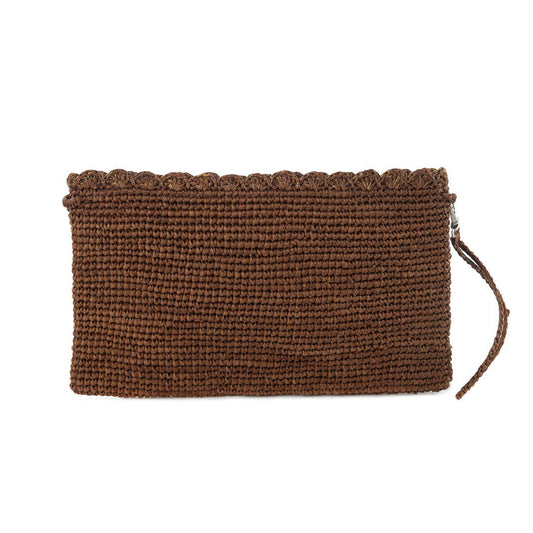 Pouch in raffia Lea Brown Brown