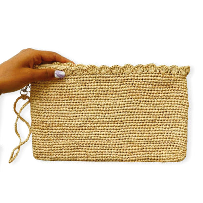 Pouch in raffia Lea Brown Natural