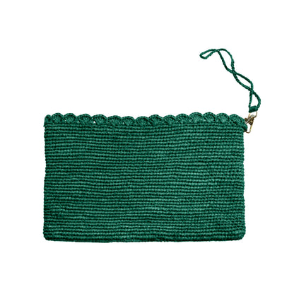 Pouch in raffia Lea Brown Green