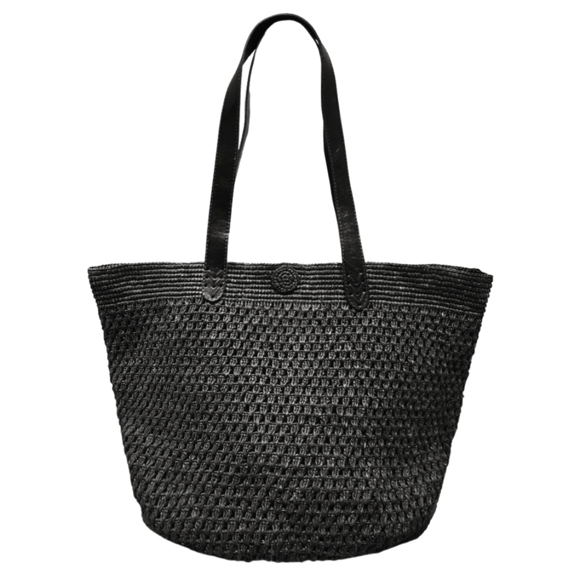 Handbag in raffia Sia Natural Black