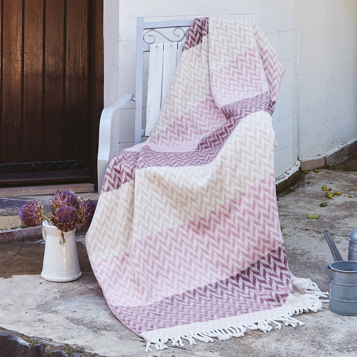 Woven plaid Chevron Pink / Purple