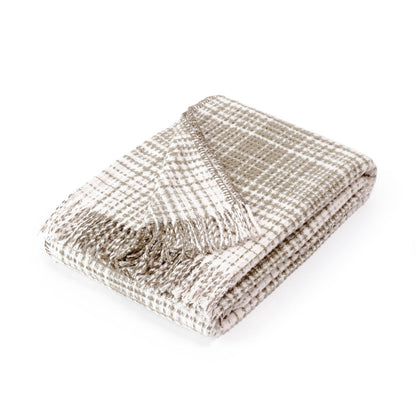 Woven plaid Tartan Waffle Taupe