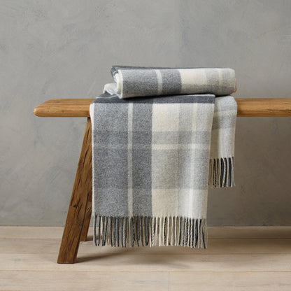 Woven plaid Tartan Grey / White