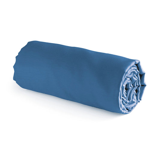 Fitted sheet cotton satin Uni Blue