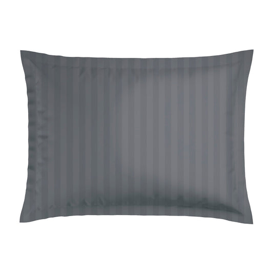 Set of 2 pillowcases cotton satin dobby stripe woven - Dark grey 50 x 70 cm