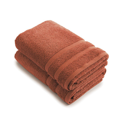 Set of 2 bathtowels Terracotta