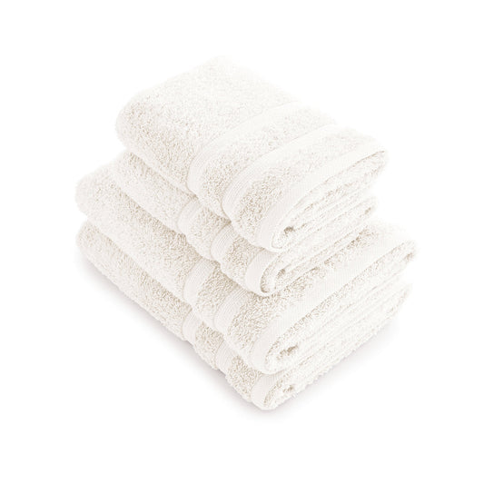 Set of 2 handtowels and 2 bathtowels White