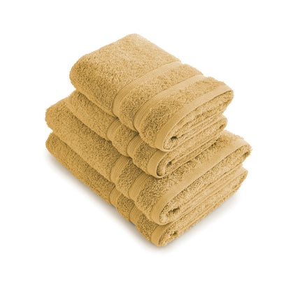 Set of 2 handtowels and 2 bathtowels Mustard yellow