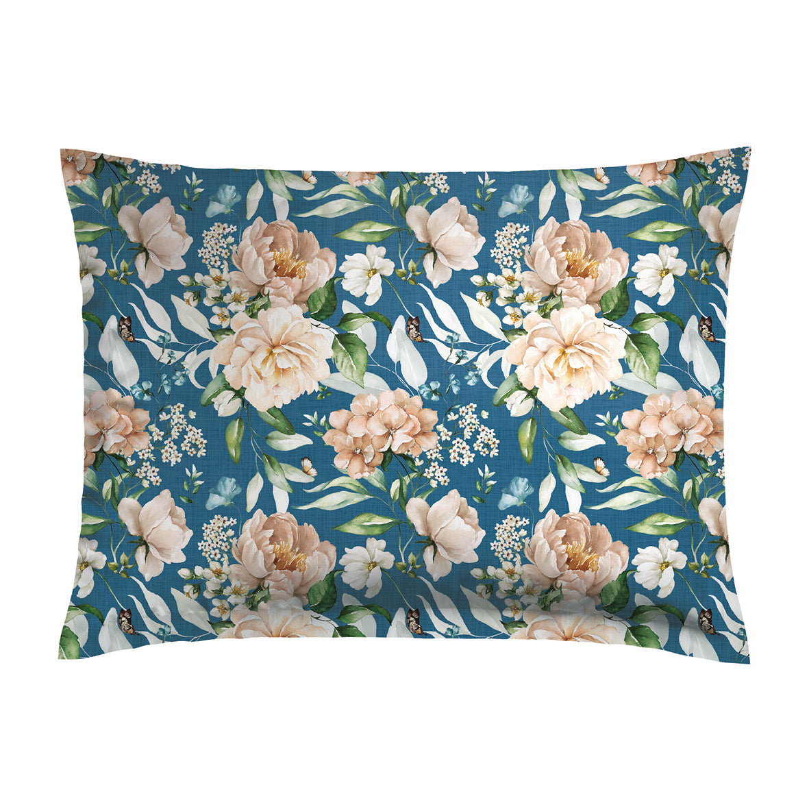 Pillowcase(s) cotton satin - Jardin de Fleurs Blue 2 x (50 x 70 cm)