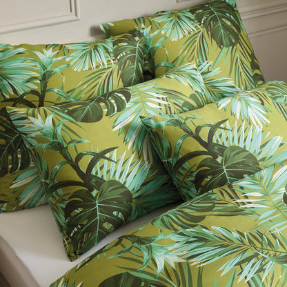 Duvet cover + pillowcase(s) cotton satin - Tropical Light green