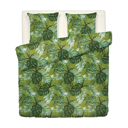 Duvet cover + pillowcase(s) cotton satin - Tropical Light green