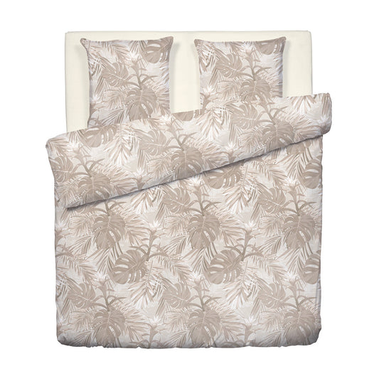 Duvet cover + pillowcase(s) cotton satin - Tropical Light taupe