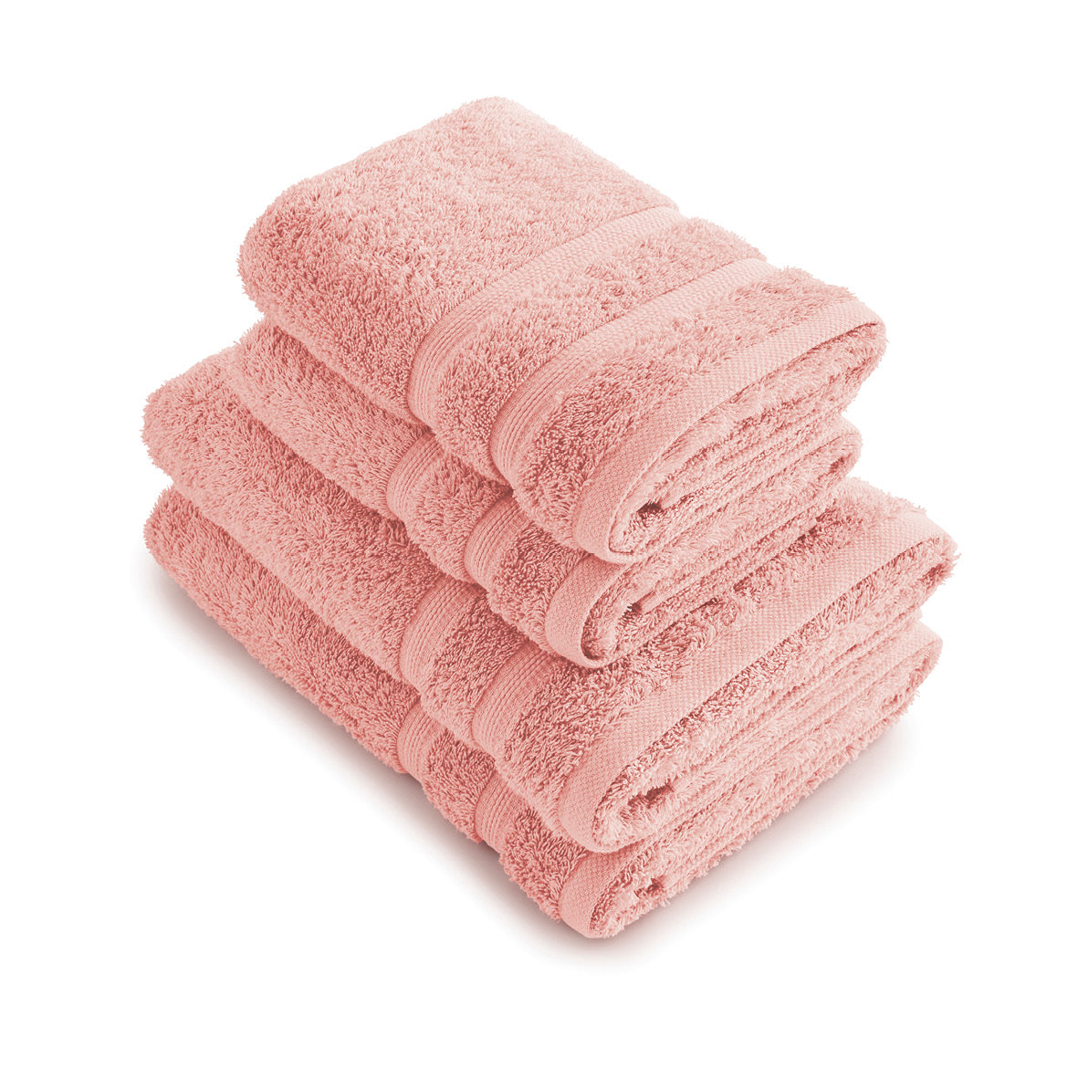 Set of 2 handtowels and 2 bathtowels Salmon pink