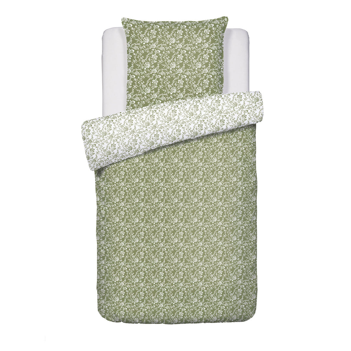 Duvet cover + pillowcase(s) cotton satin - Parterre de Roses green