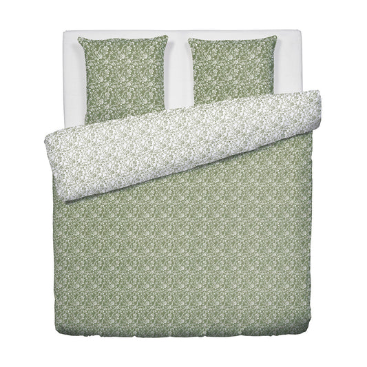 Duvet cover + pillowcase(s) cotton satin - Parterre de Roses green