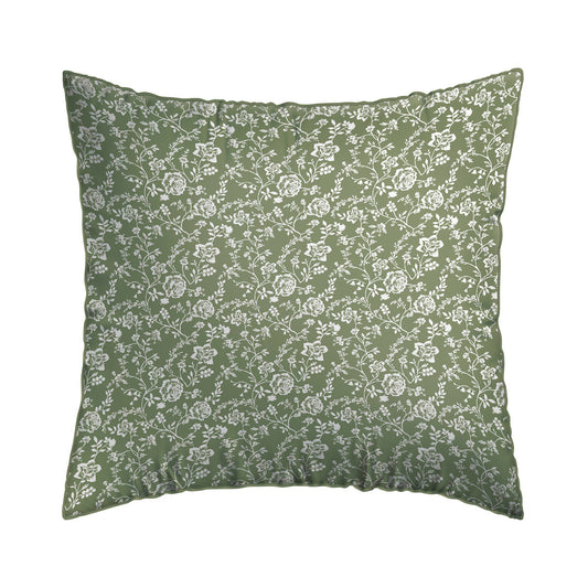 Set of 2 pillowcases cotton satin - Parterre de Roses green 63 x 63 cm