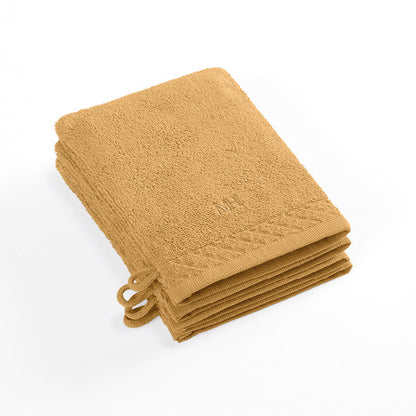 Set of 4 washcloths - 4 x (15 x 21 cm) Mustard yellow