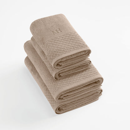 Set of 2 handtowels and 2 bathtowels - 2x (50 x 100 cm- 70 x 140 cm Taupe