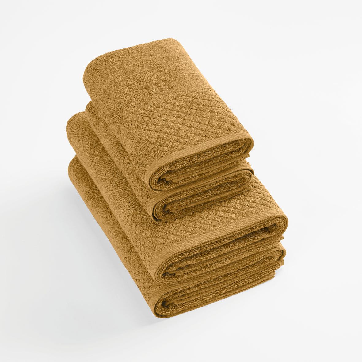 Set of 2 handtowels and 2 bathtowels - 2x (50 x 100 cm- 70 x 140 cm Mustard yellow