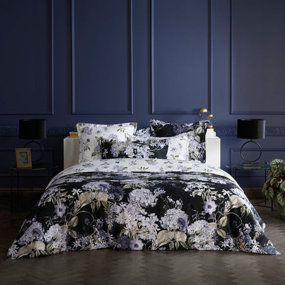 Duvet cover + pillowcase(s) cotton satin - Hortensia Dark Blue