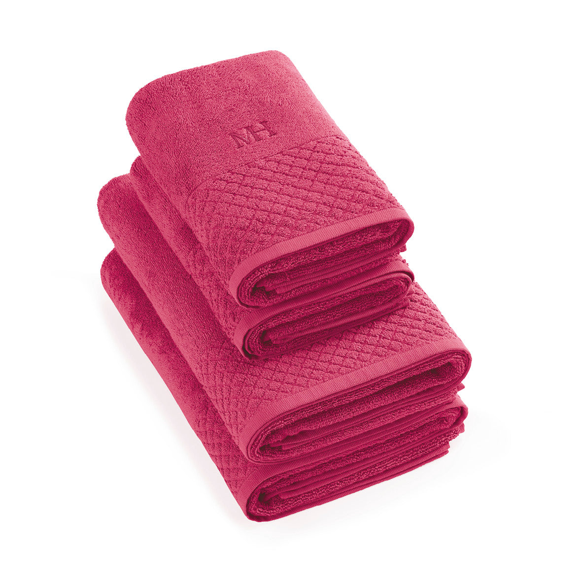 Set of 2 handtowels and 2 bathtowels - 2x (50 x 100 cm- 70 x 140 cm Fuchsia