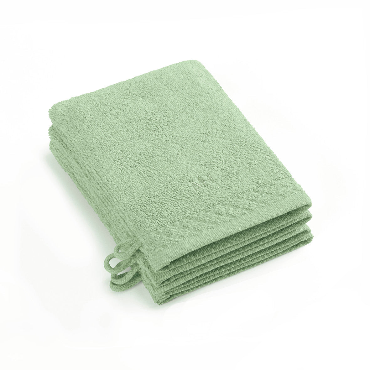 Set of 4 washcloths - 4 x (15 x 21 cm) Meadow green