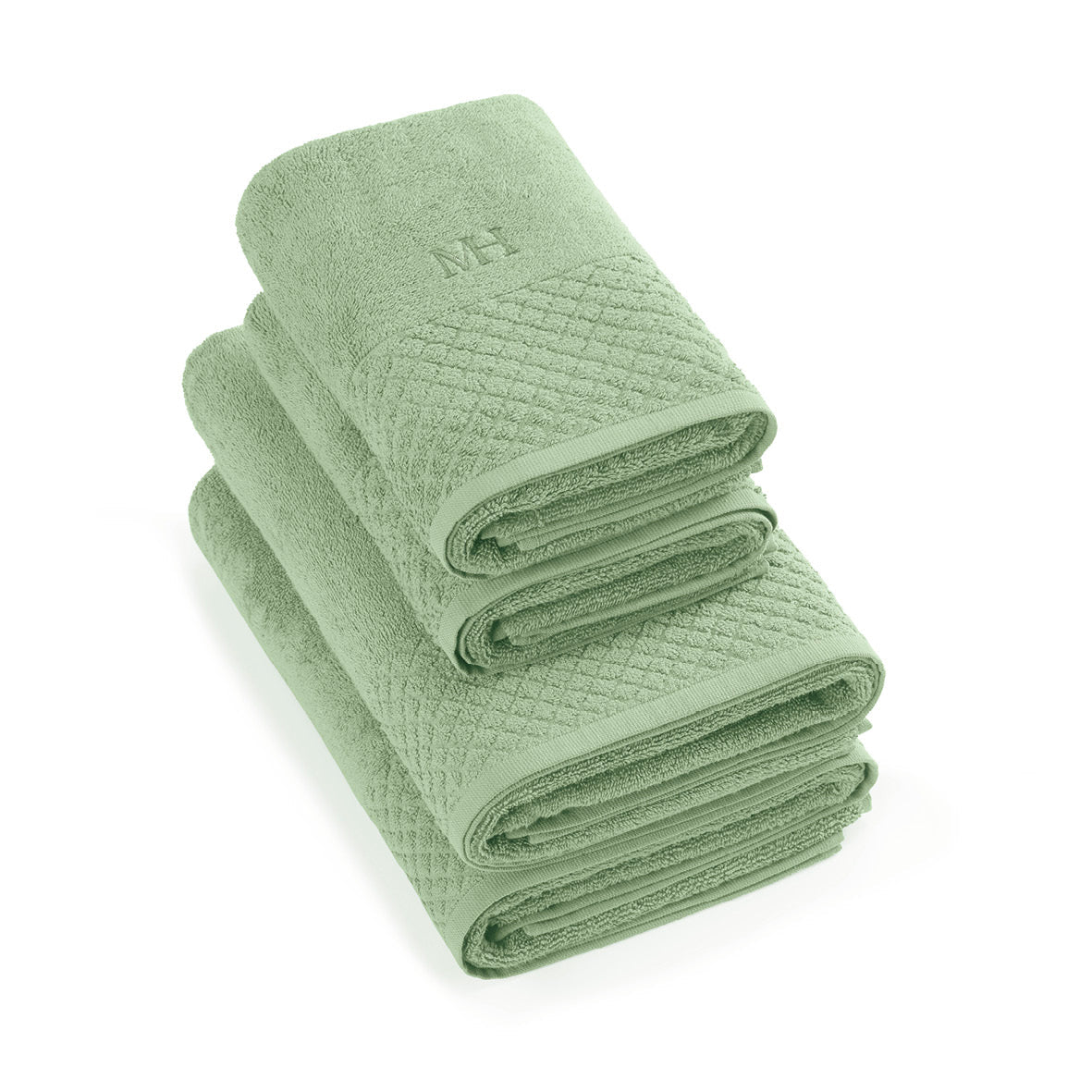 Set of 2 handtowels and 2 bathtowels - 2x (50 x 100 cm- 70 x 140 cm Meadow green