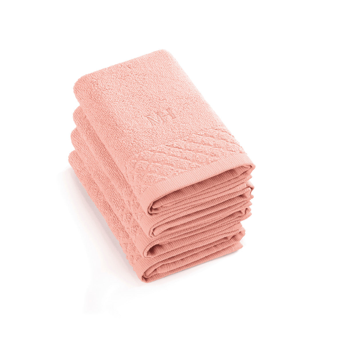 Set of 4 guest towels - 4 x (30 x 30 cm) Salmon pink