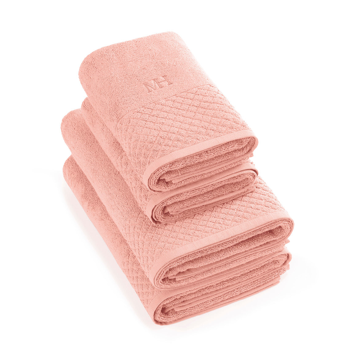 Set of 2 handtowels and 2 bathtowels - 2x (50 x 100 cm- 70 x 140 cm Salmon pink