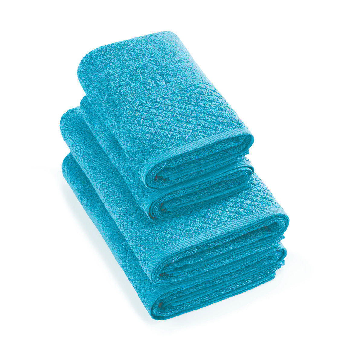 Set of 2 handtowels and 2 bathtowels - 2x (50 x 100 cm- 70 x 140 cm Turquoise