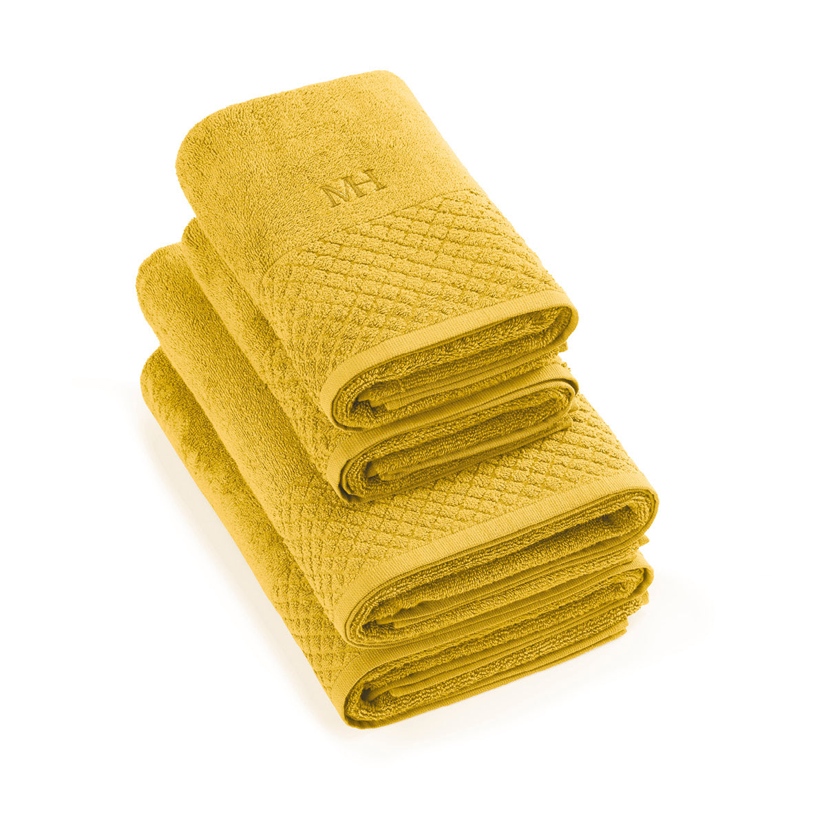 Set of 2 handtowels and 2 bathtowels - 2x (50 x 100 cm- 70 x 140 cm Yellow