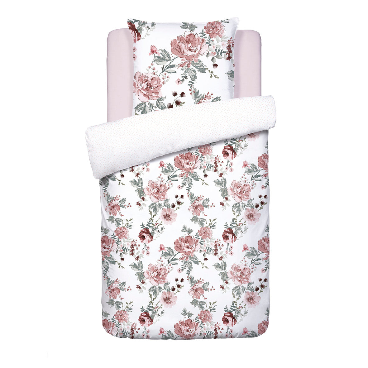 Duvet cover + pillowcase(s) cotton satin - Peony white