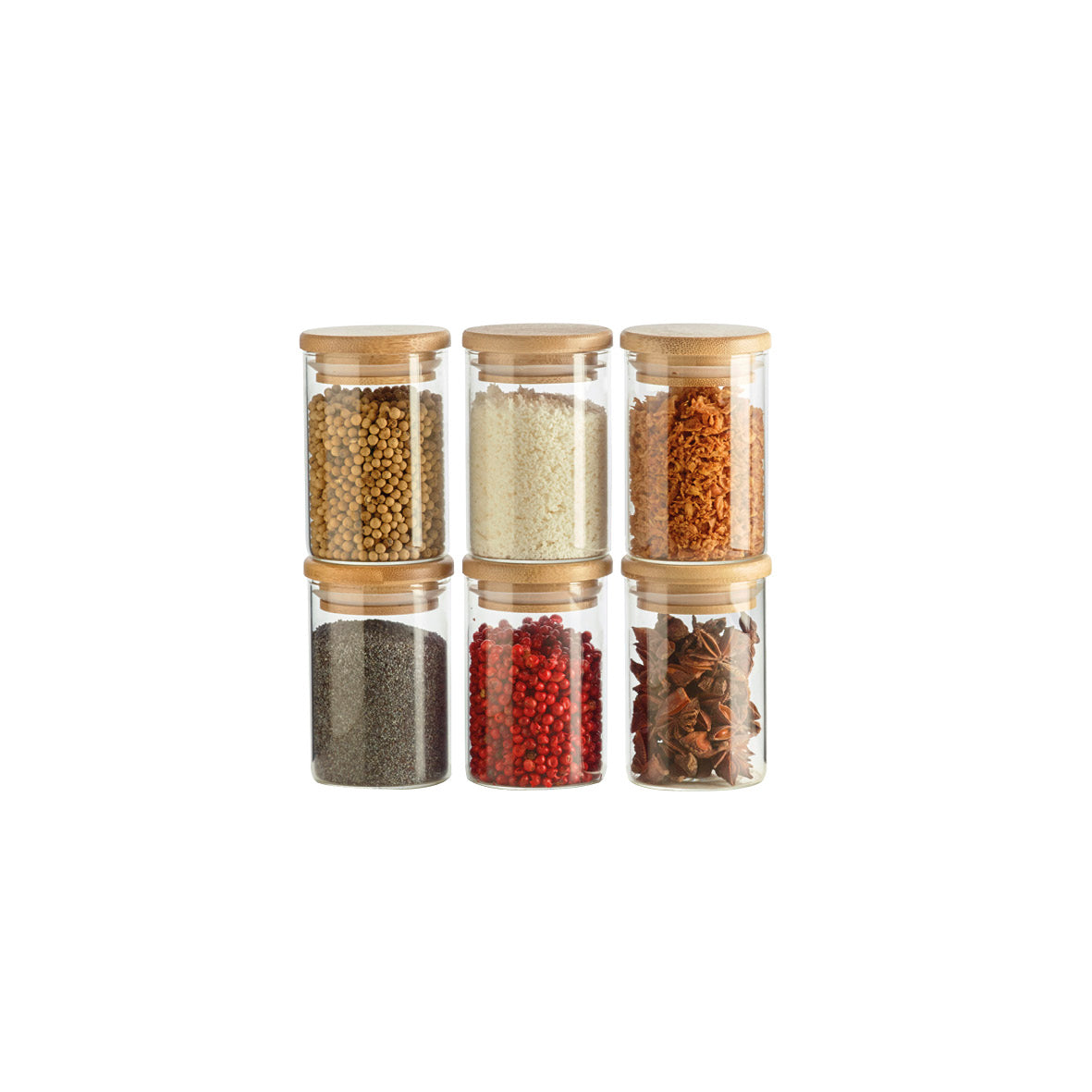4/6oz Clear Glass Spice Jar With Bamboo Lid Funnel Kitchen Spice