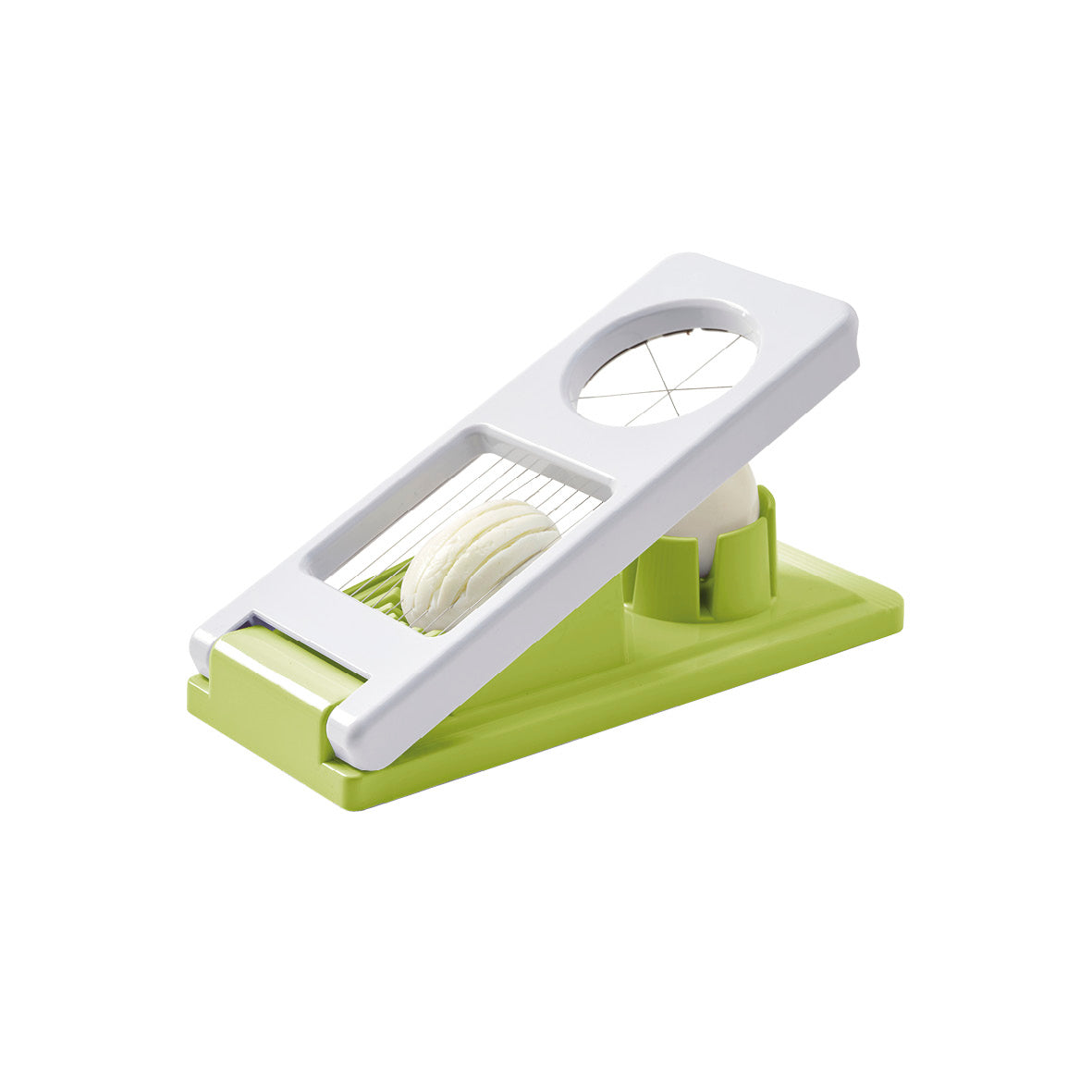 Manual egg slicer – green/grey – 21 cm