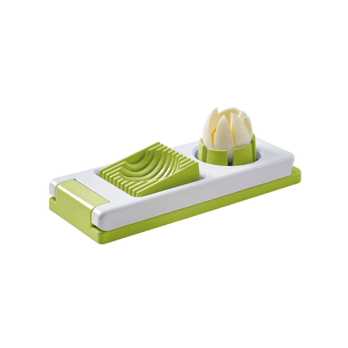 Manual egg slicer – green/grey – 21 cm