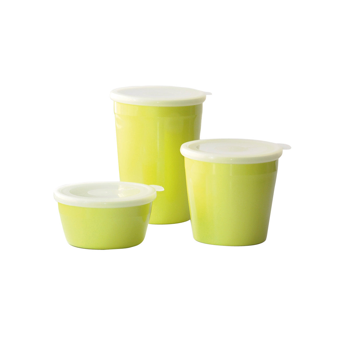 Set of 3 high food containers with lid - 350 ml + 700 ml + 1100 ml Lime green