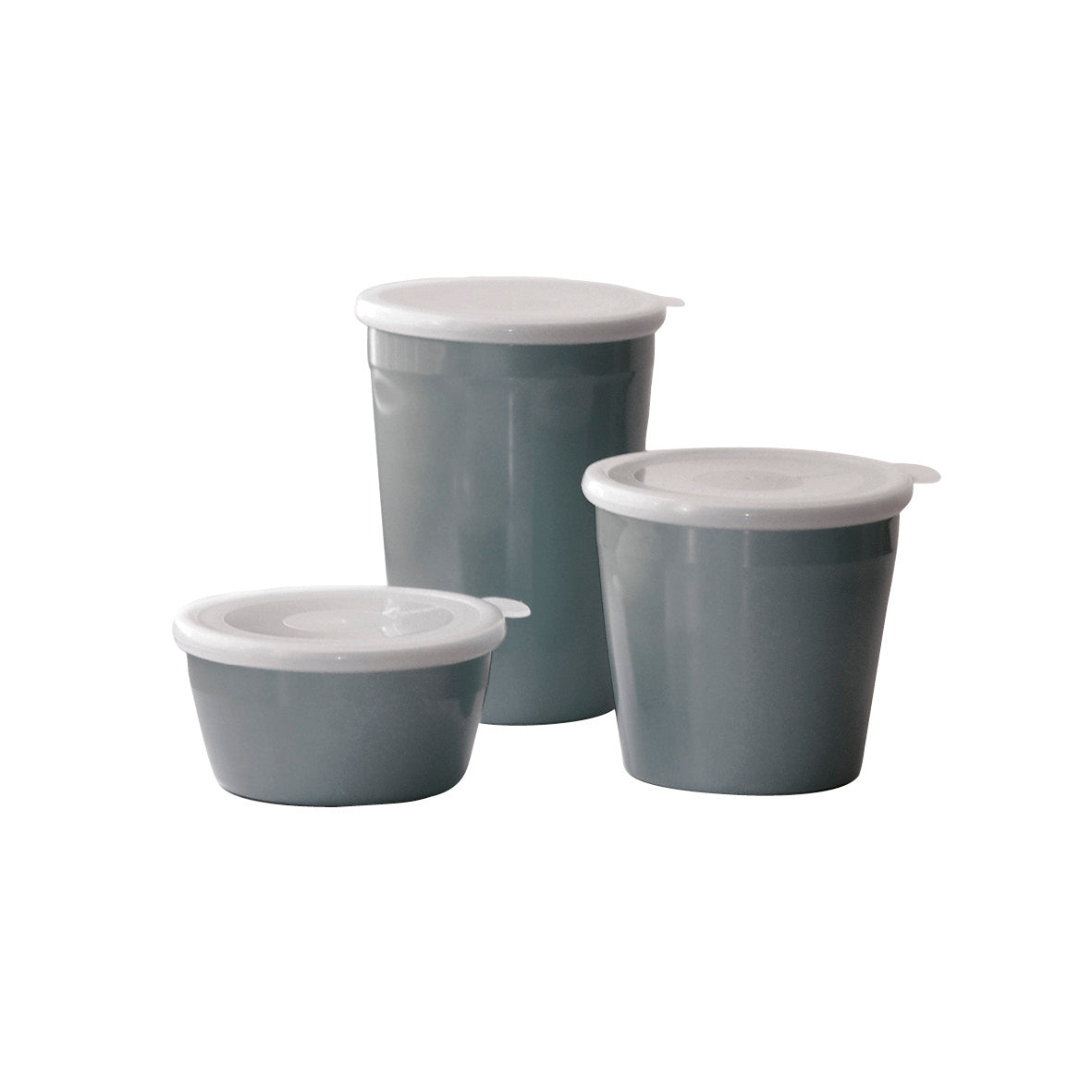 Set of 3 high food containers with lid - 350 ml + 700 ml + 1100 ml Grey