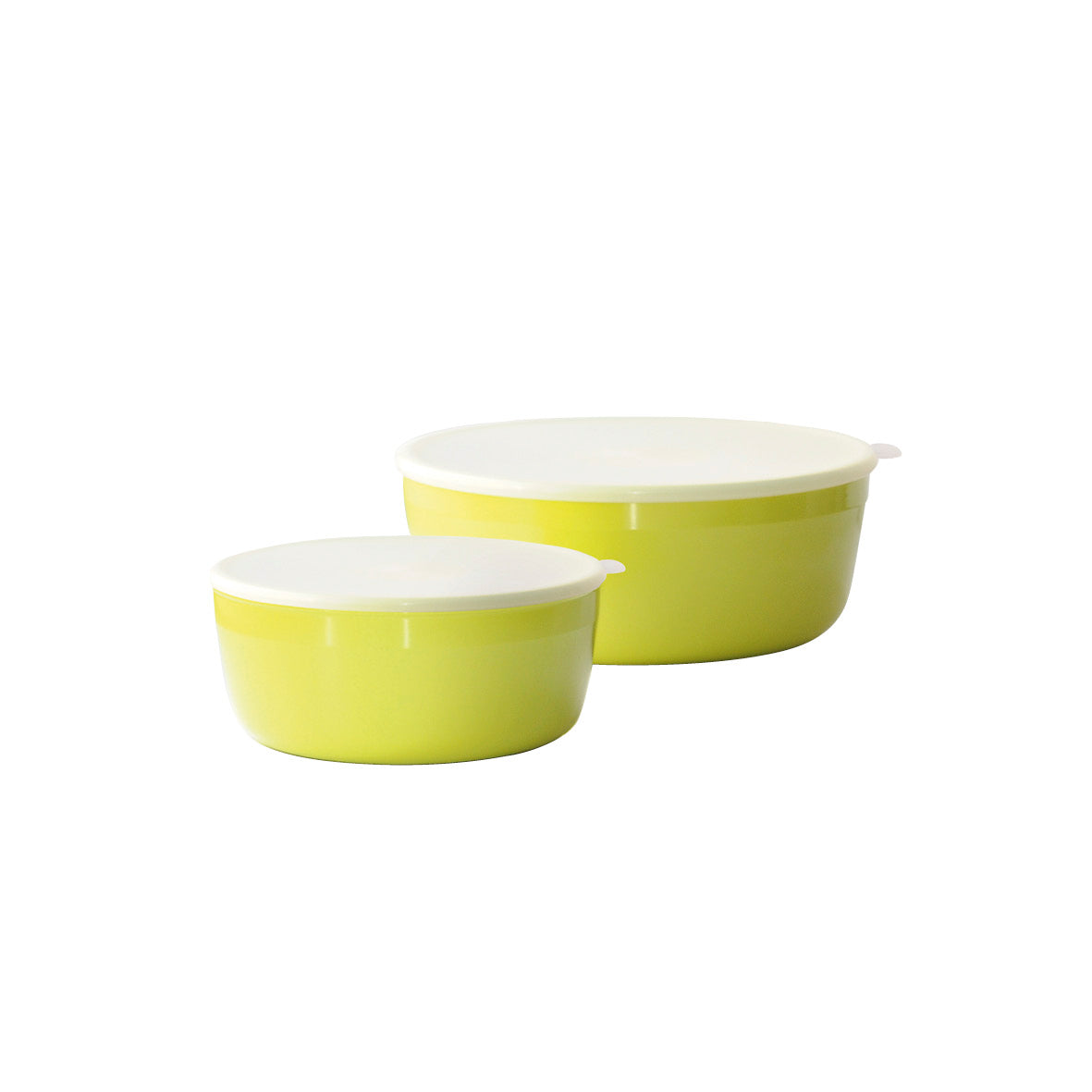 Set of 2 round food containers with lid - 1300 ml + 2500 ml Lime green