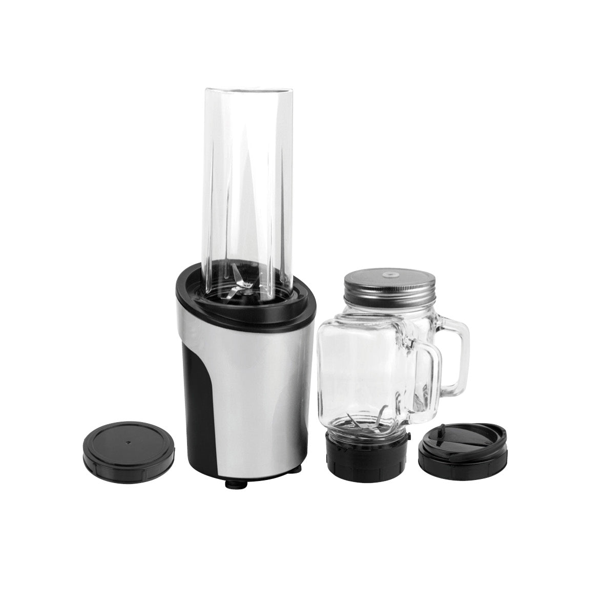 Smoothie machine with 2 glass jars and additional blade - Black / Silver