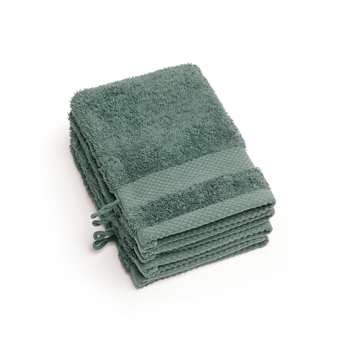 Set of 4 washcloths - 15 x 21 cm Bottle green