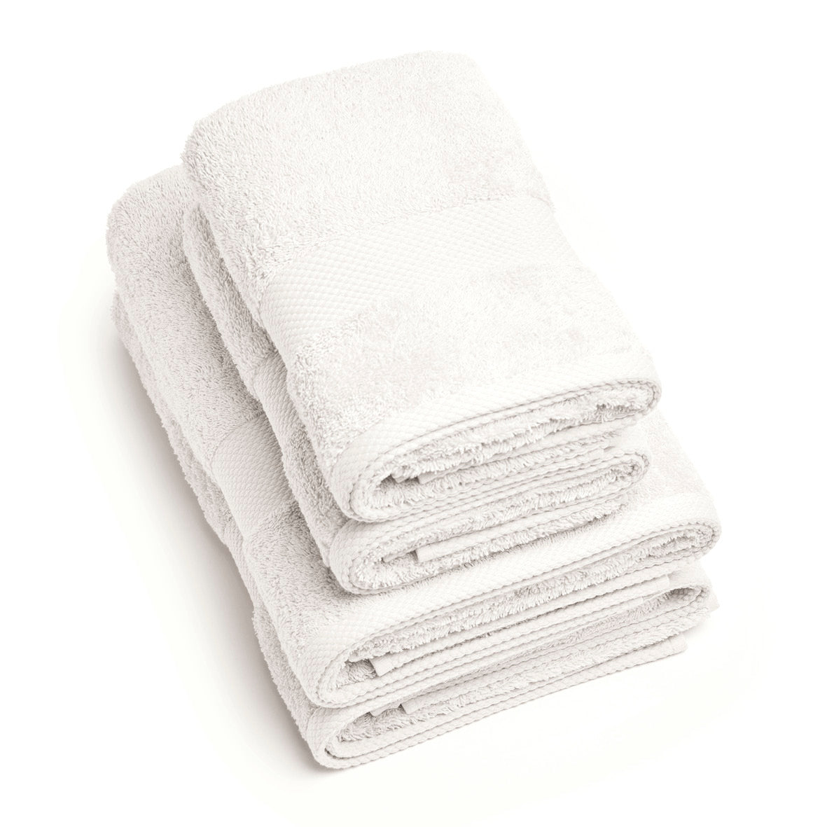 Set of 2 handtowels and 2 bathtowels White