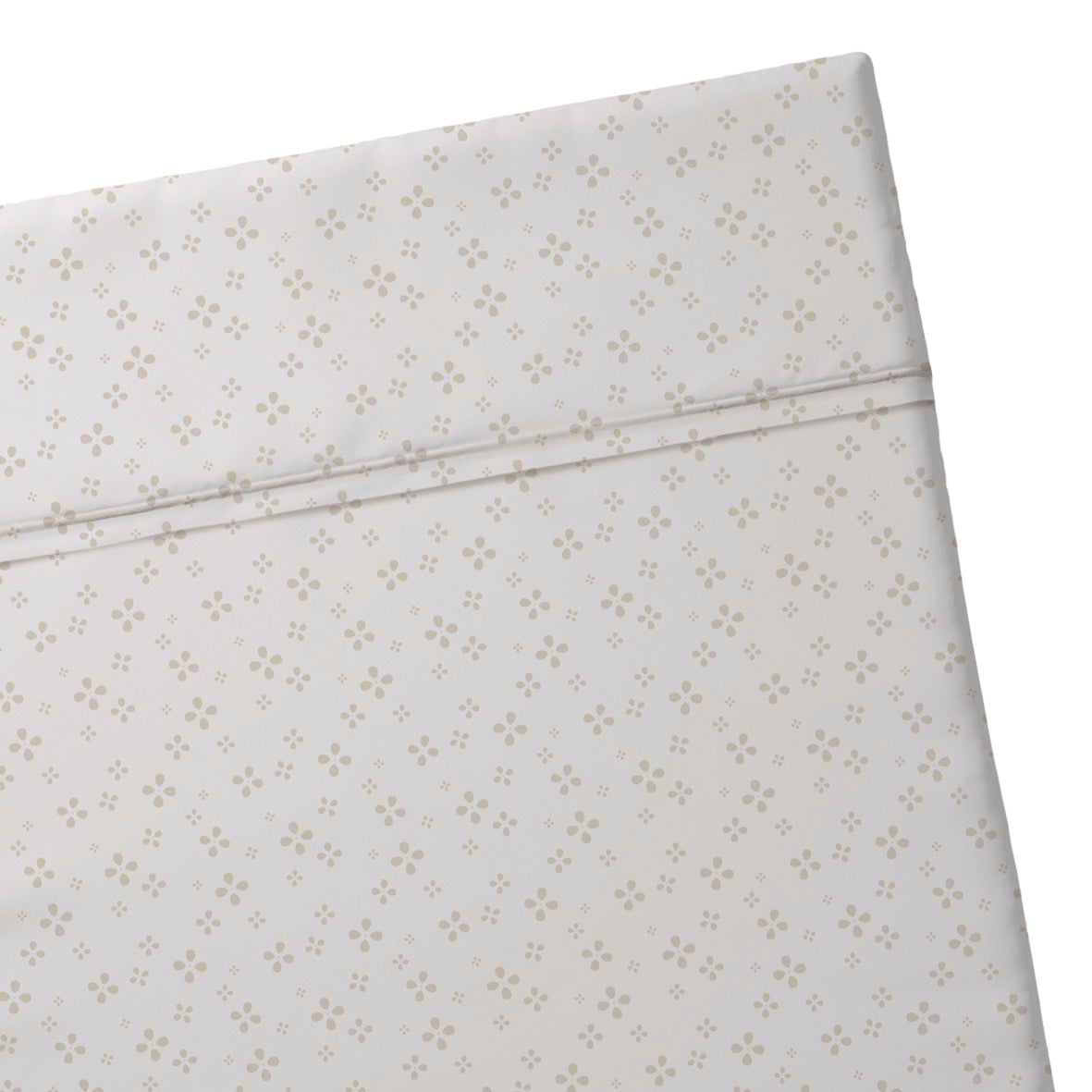 Flat sheet baby cotton satin - Mirabelle White/taupe