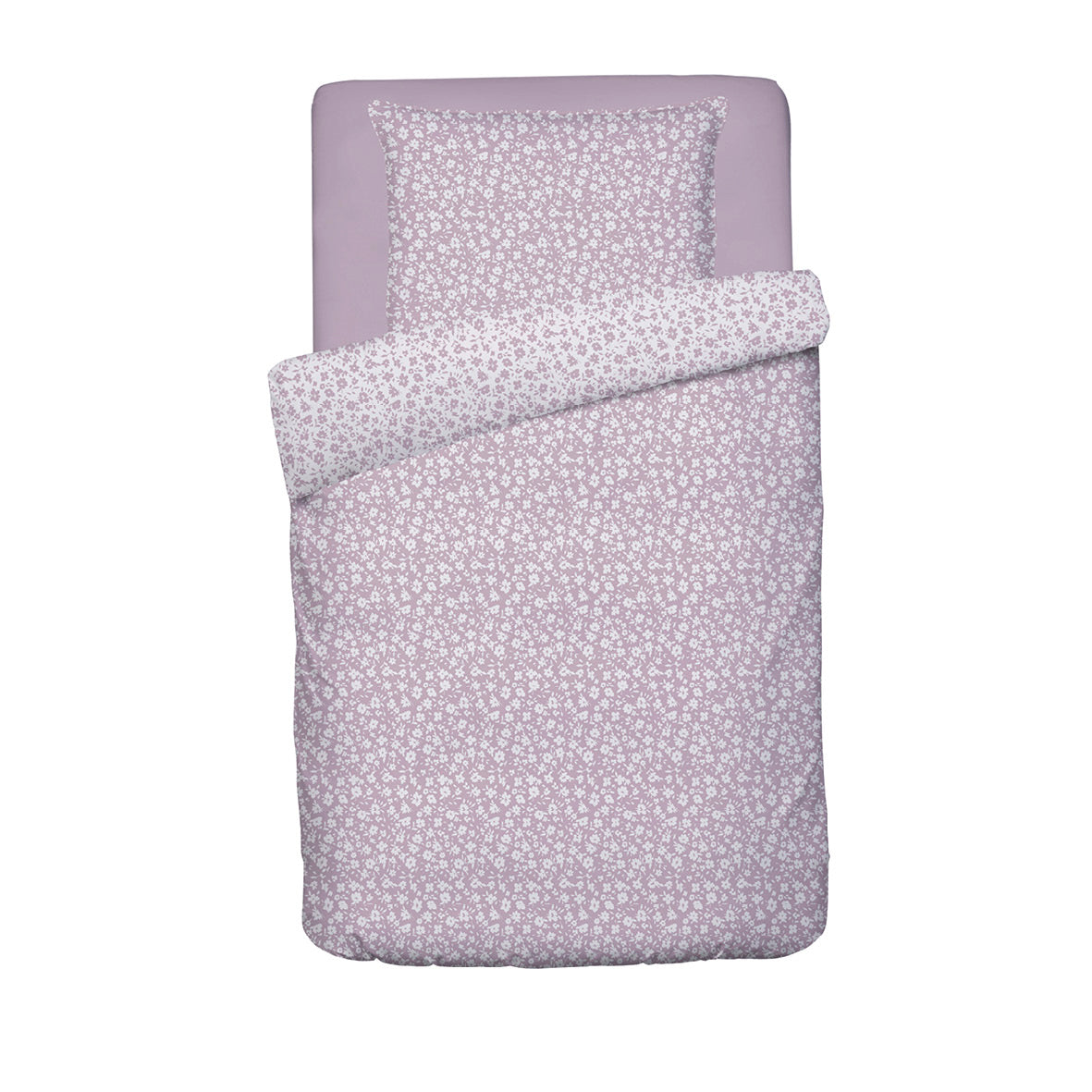 Duvet cover + pillowcase baby cotton satin - Les Yeux de Suzanne Lavender