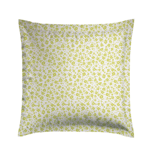 Pillowcase(s) cotton satin - Les Yeux de Suzanne White/Lime 2 x (63 x 63 cm)